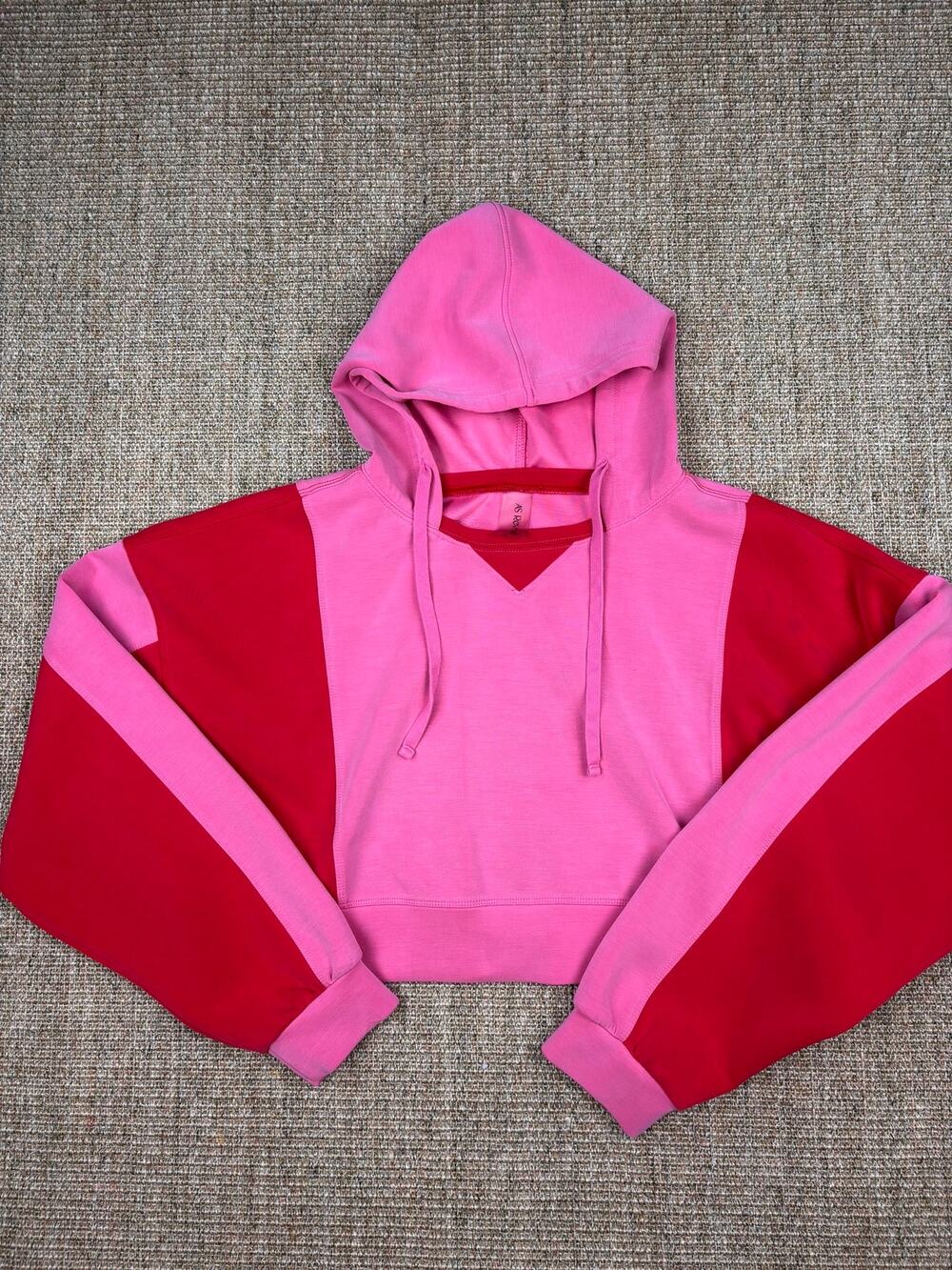 💗 AS Revival Colorblock Cropped Hoodie | M | Pink Red